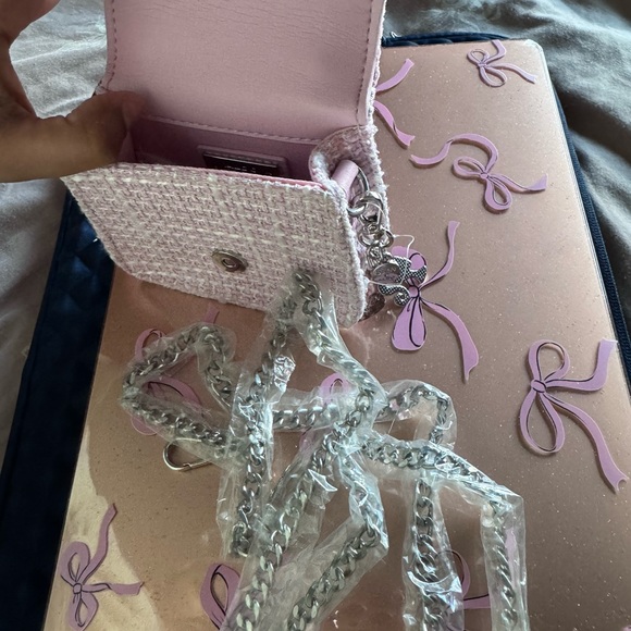 Aldo x BARBIE Pink Tweed Mini Bag with Heart Detail BRAND NEW - Picture 6 of 7